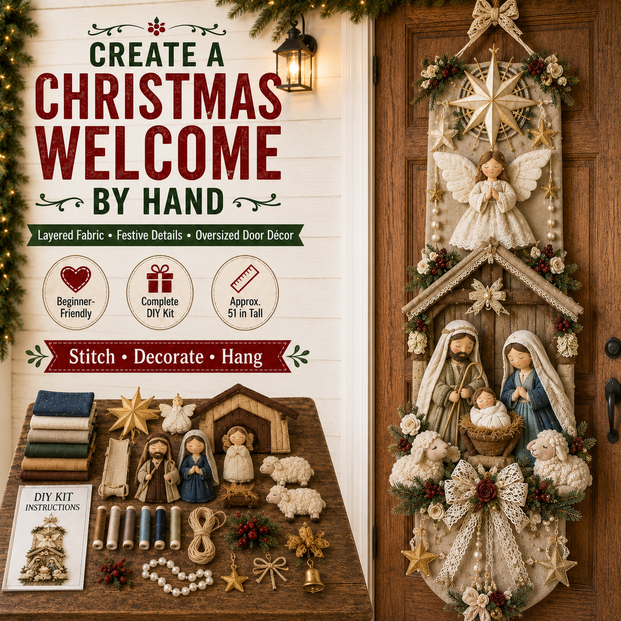 🎄✨ Christmas Handmade Door Décor DIY Collection 🧵🏡