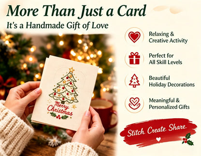 🌲 Christmas Hand Embroidery Card DIY Kit | Stitch Your Way Into the Christmas Spirit ✨ 🎁