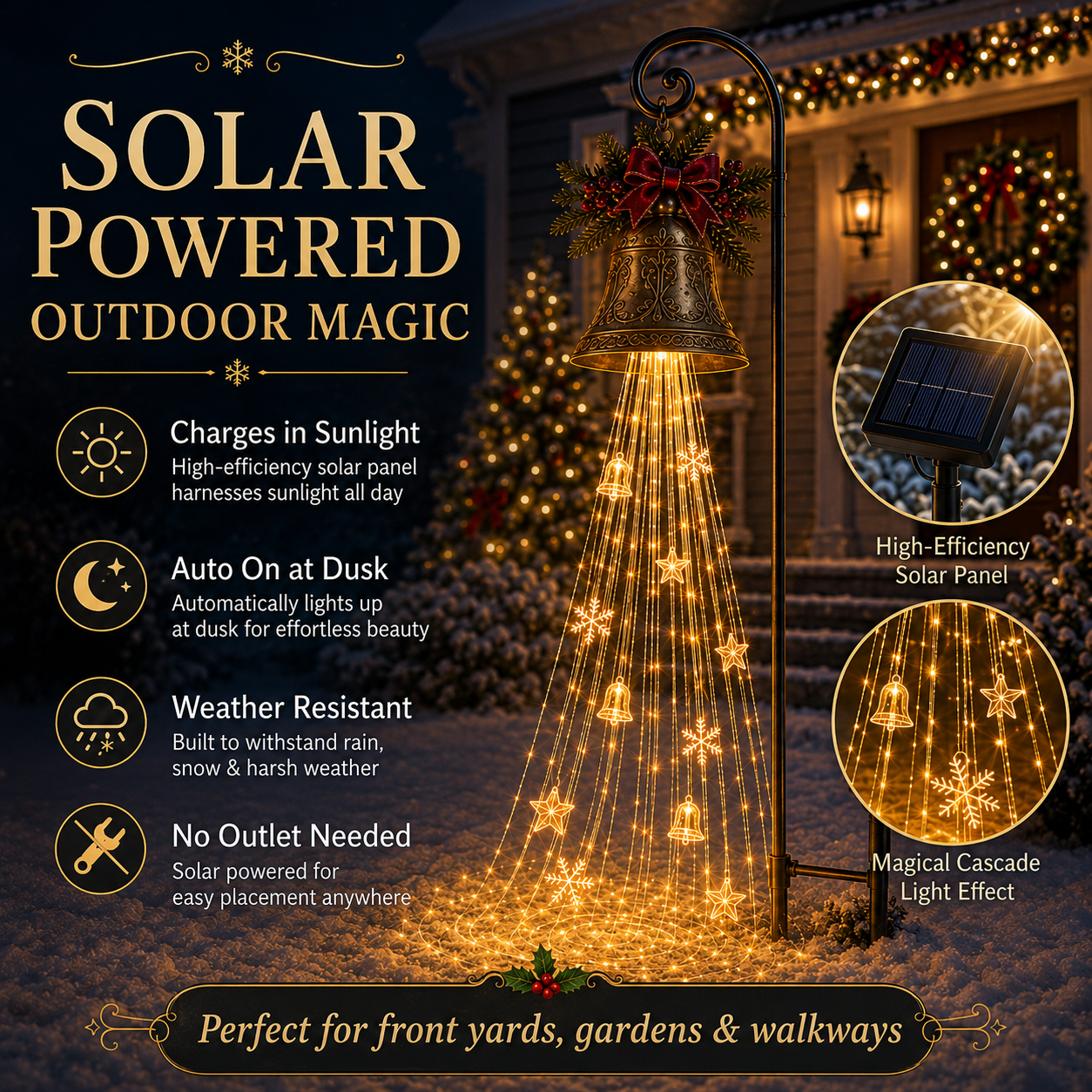 🎁Christmas Bell Cascade Solar Yard Light✨