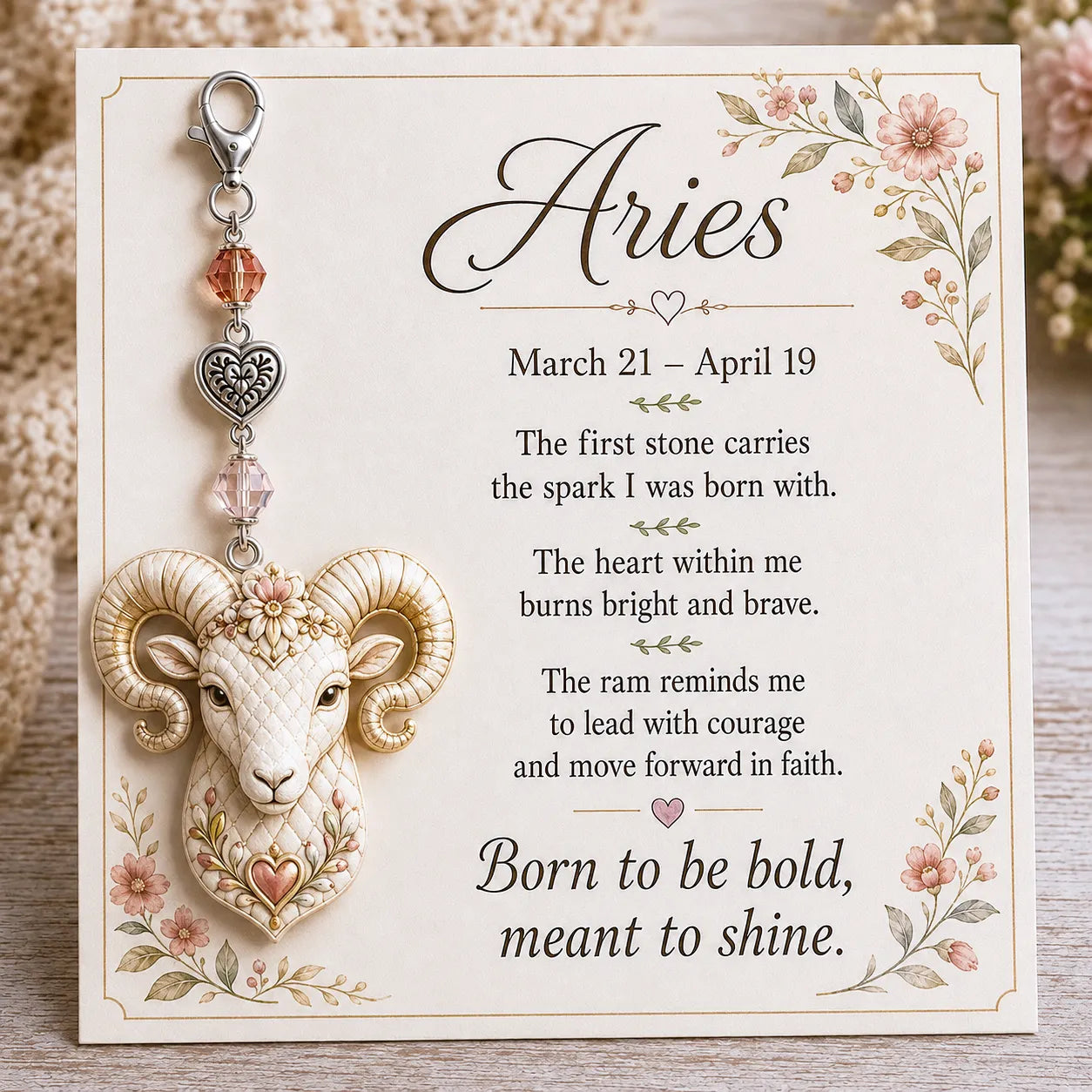 🌙12 Zodiac Birthstone Charm Keepsake Card Collection