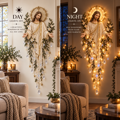 ⏰Limited Stock 50% OFF -  ✝️Sacred Glow – Jesus, Angel & Nativity Lighted Wall Décor