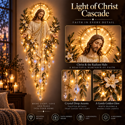 ⏰Limited Stock 50% OFF -  ✝️Sacred Glow – Jesus, Angel & Nativity Lighted Wall Décor