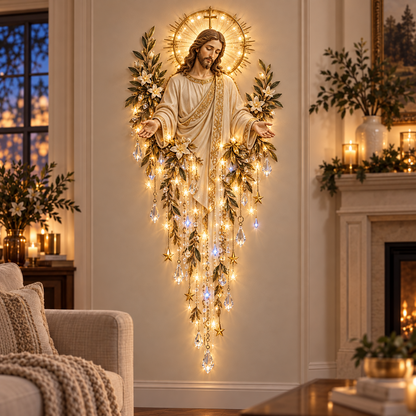 ⏰Limited Stock 50% OFF -  ✝️Sacred Glow – Jesus, Angel & Nativity Lighted Wall Décor