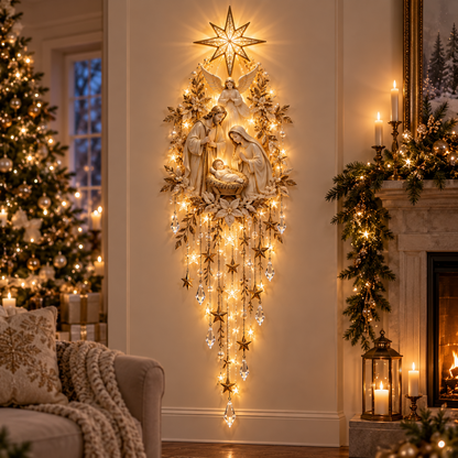 ⏰Limited Stock 50% OFF -  ✝️Sacred Glow – Jesus, Angel & Nativity Lighted Wall Décor