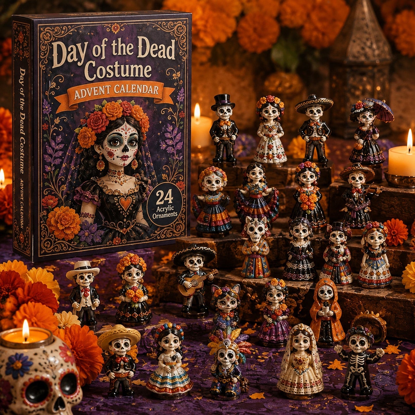 ✨Day of the Dead Costume Advent Calendar 2026 - 24-Day Festive Countdown, Acrylic Charms Blind Box