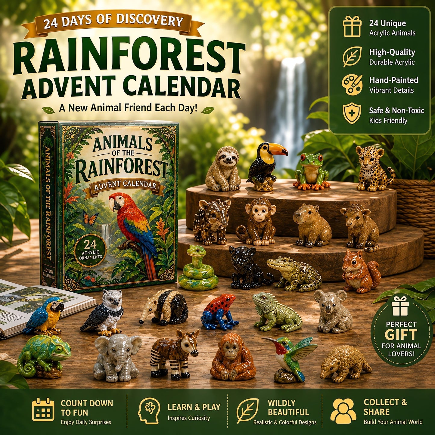 Rainforest Animals Life Advent Calendar 2026 - 24-Day Festive Countdown