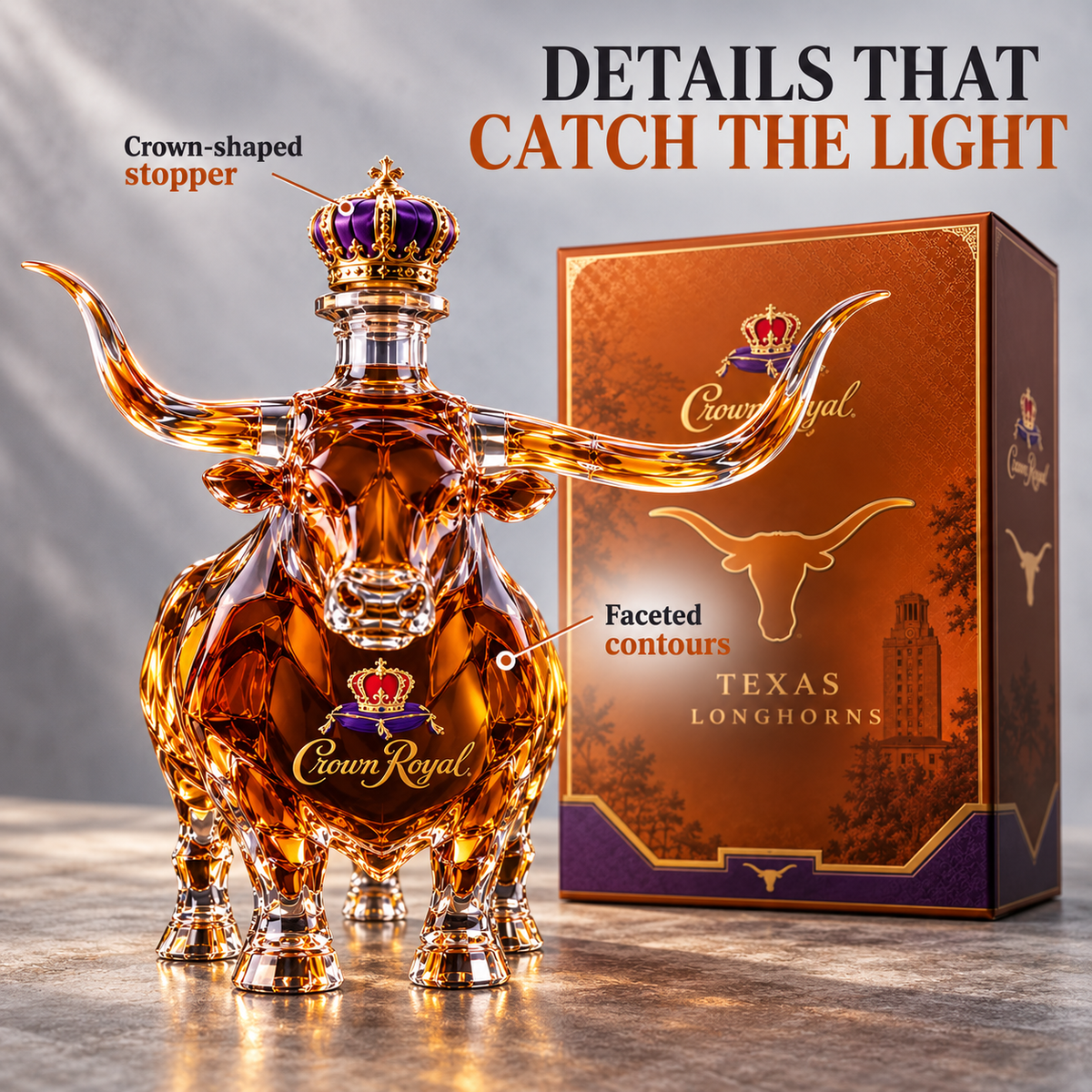 👑Crown Royal Texas Longhorns Whiskey Bottle