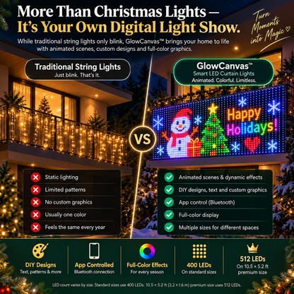 🎄 GlowCanvas™ Smart Christmas Curtain Lights – App-Controlled DIY Animated LED Display
