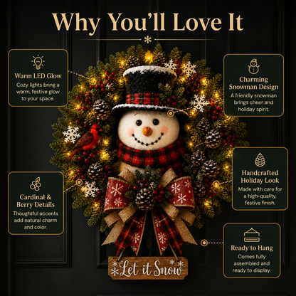 ✨✨Hot Sale 55% OFF⛄ Snowman Lighted Christmas Wreath™ – Festive Holiday Door Decor