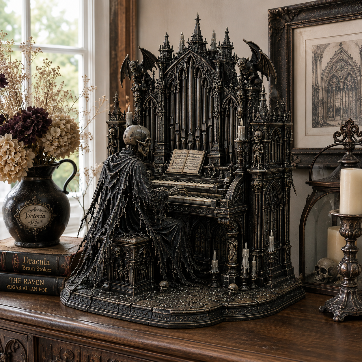 🕯️💀 Gothic Skeleton Cathedral Organ Light 🖤🎹