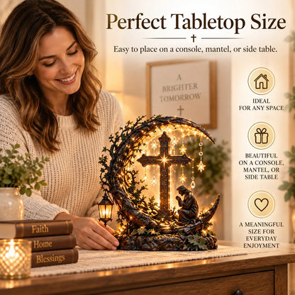 ✨✝️ Light of Faith™ Illuminated Cross Prayer Tabletop Decor