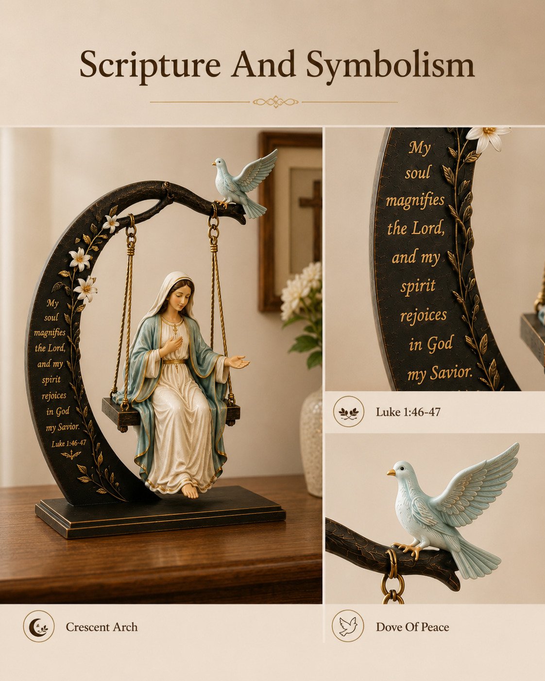 Faith-Inspired Swing Sculpture ✝️🕊️ – Christian Religious Figure Home Decor & Meaningful Gift 🎁