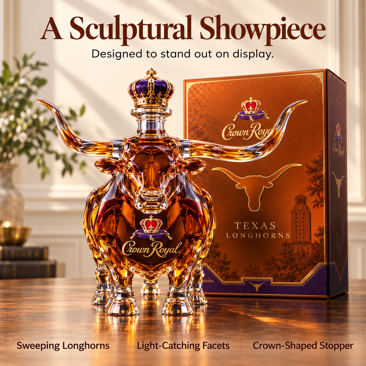 👑Crown Royal Texas Longhorns Whiskey Bottle