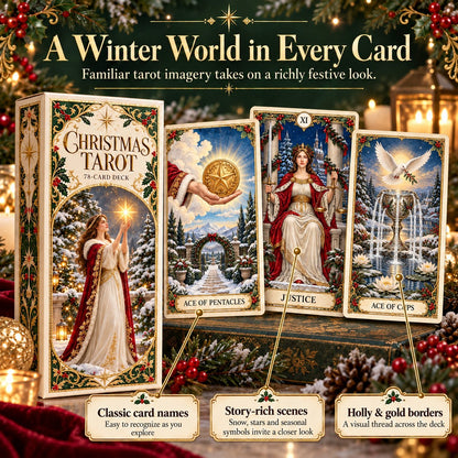 🔥Last Day 50% OFF -🎄 Christmas Magic Tarot Deck | 78 Festive Cards & 12-Day Holiday Ritual