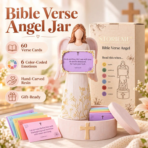 🙏✨Hand-Crafted Resin Angel Figurine with Color-Coded Bible Verse Cards & Storage Box 🕊️🎁(📦Buy 2 Free Shipping)
