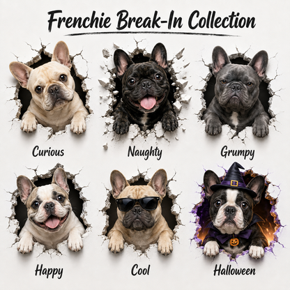 🔥 LAST DAY 50% OFF 🐾 Frenchie Break-In™ 3D Wall Decals – Funny French Bulldog Wall Decor