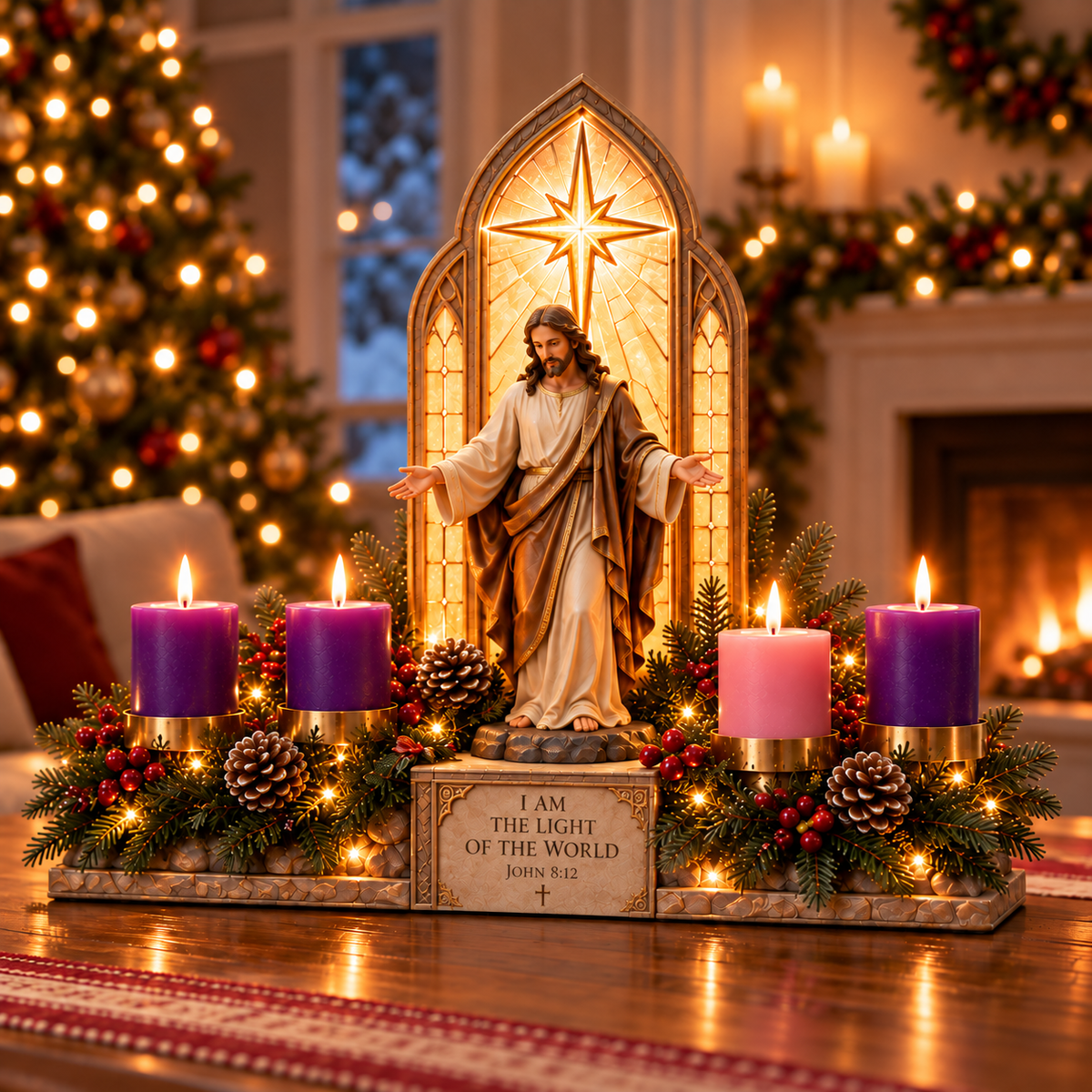 Light of the World Jesus Advent centerpiece