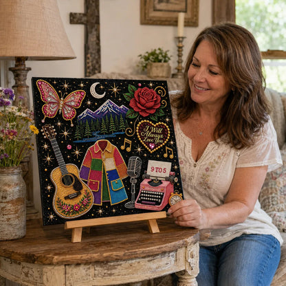 🔥 LAST DAY 50% OFF – 🎤 💕 Premium 3D Pearl Country Music Tribute Art Kit | Luxury Flocked Canvas with Scratch-Resistant Non-Fading Acrylic Resin Pearls & Faceted Drills DIY Keepsake Decor 💎✨