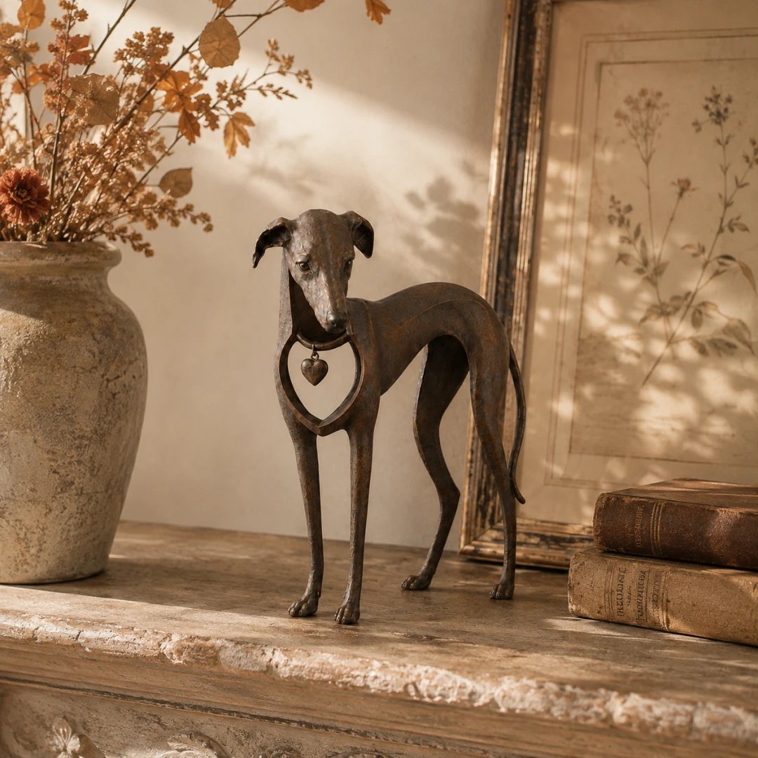 Vintage iron sighthound sculpture