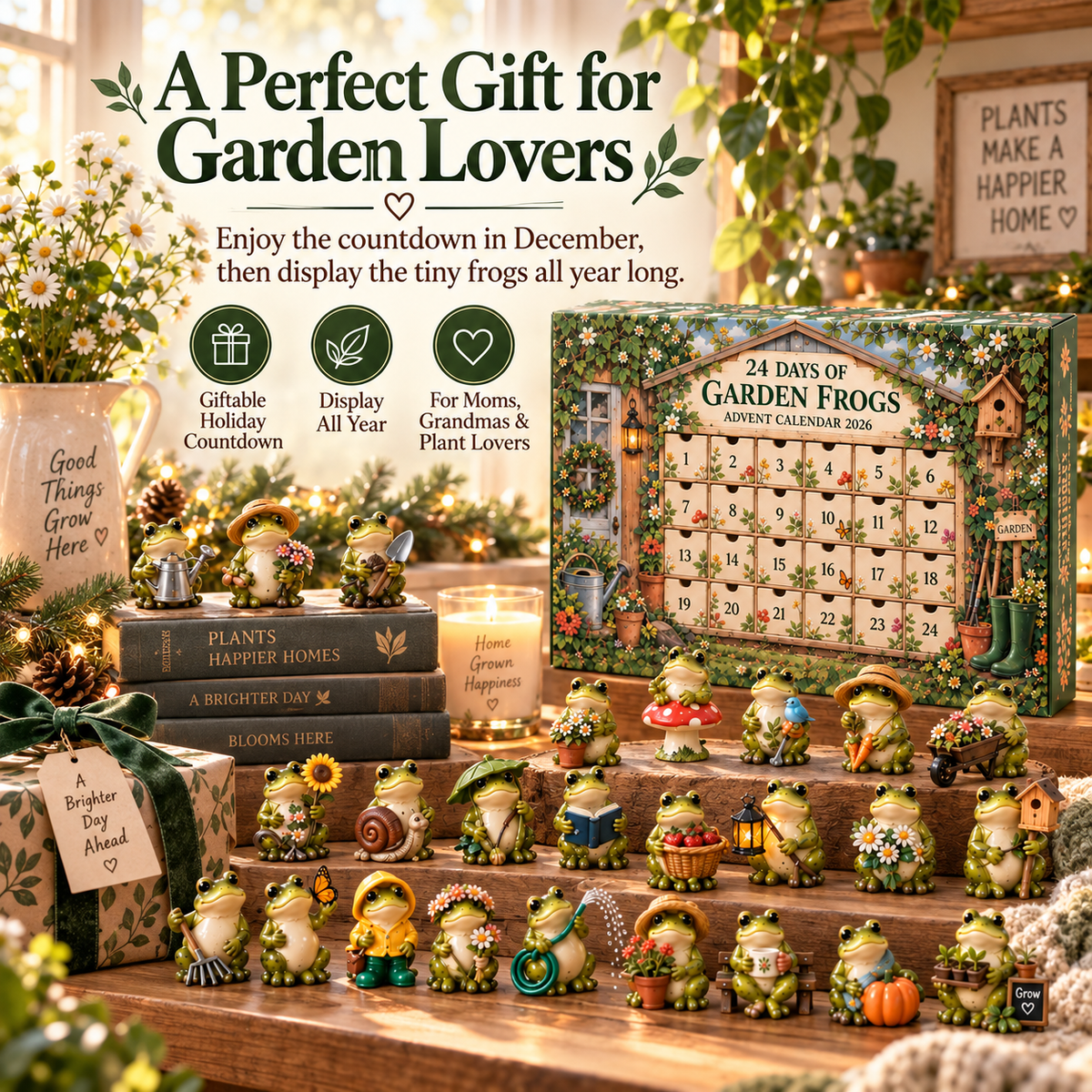 Garden Frog Advent Calendar gift for gardeners and frog lovers