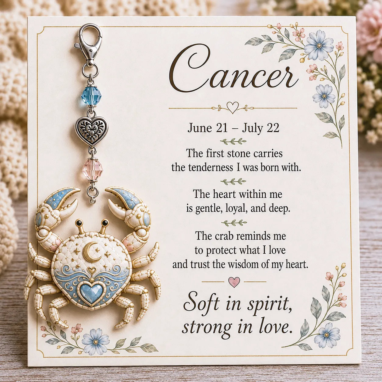 🌙12 Zodiac Birthstone Charm Keepsake Card Collection