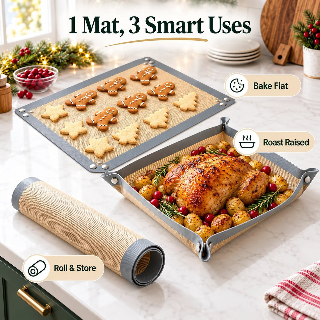 Snap-lock silicone baking mat