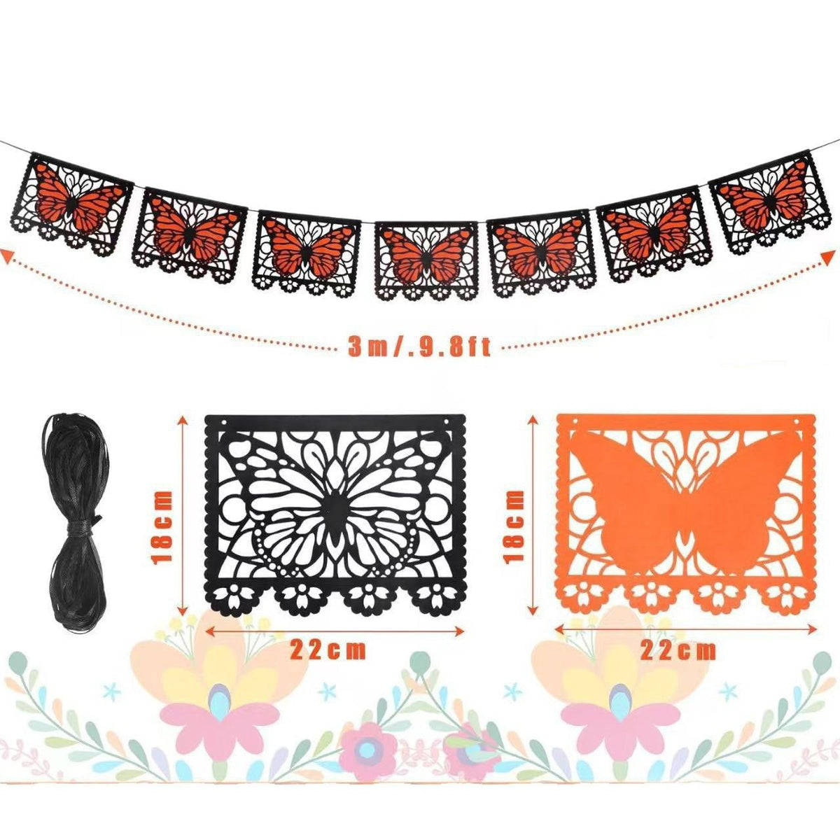 Monarch butterfly banner dimensions and hanging cord
