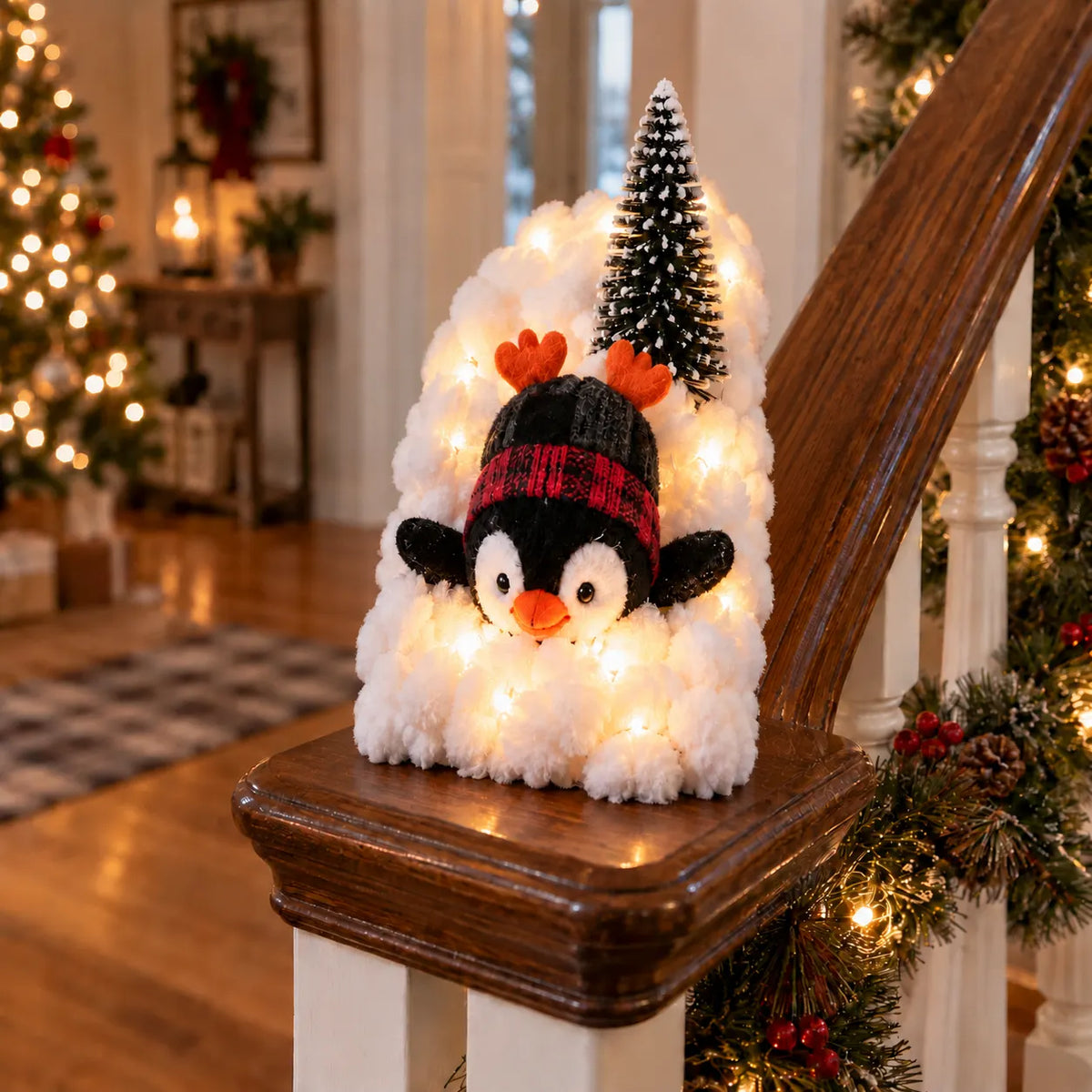 🔥Buy 2 Get 20% OFF🔥Playful Penguin Snowy Stair Railing Decor