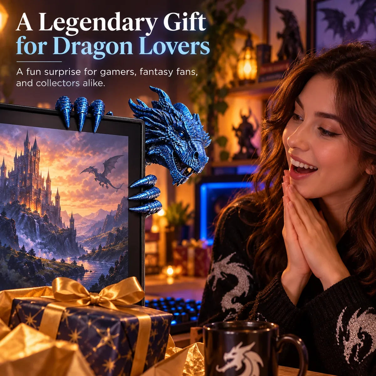 🐉 Legendary Dragon Screen Guardian – Fantasy Monitor Decor