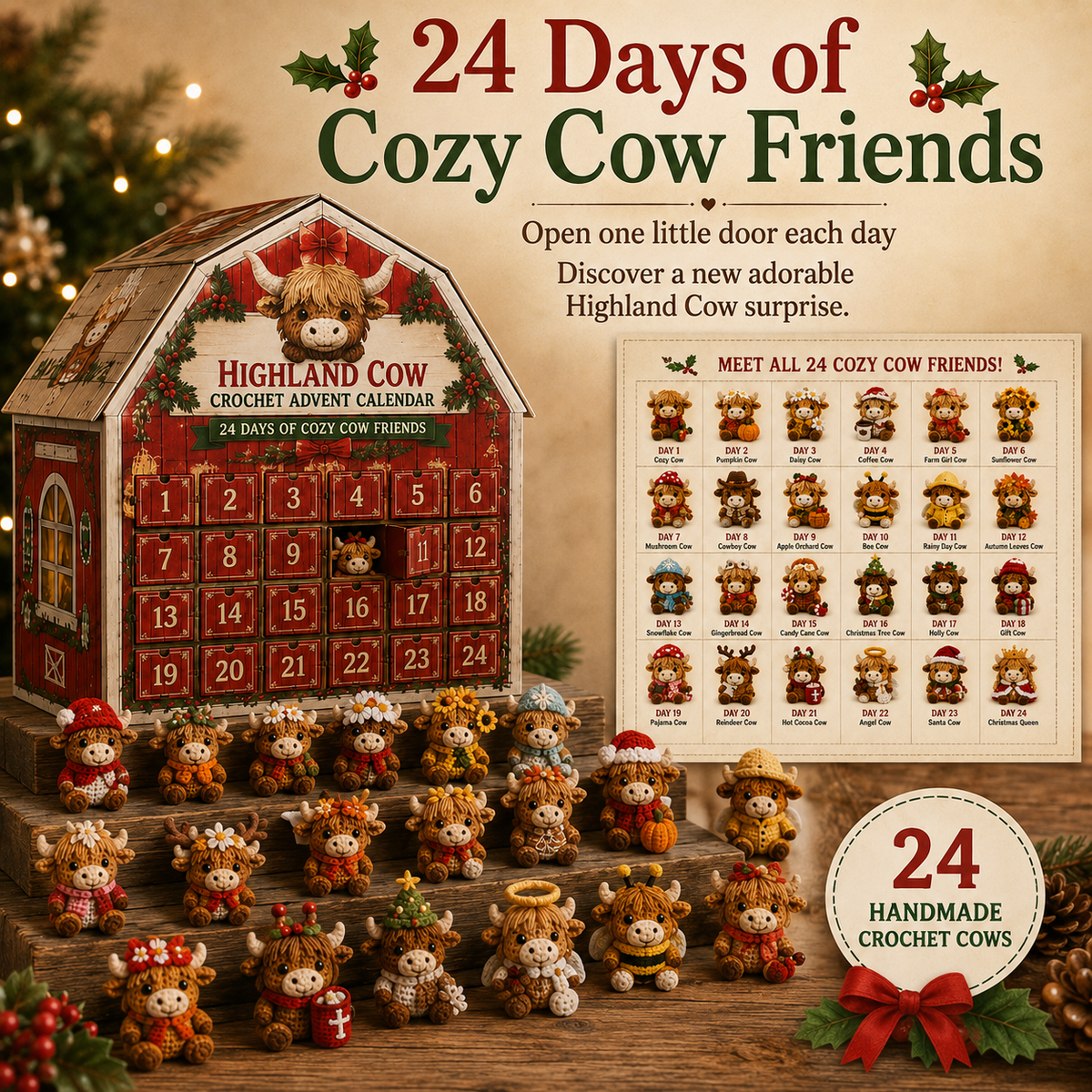 24 Days of Cozy Highland Cow Friends Advent Calendar