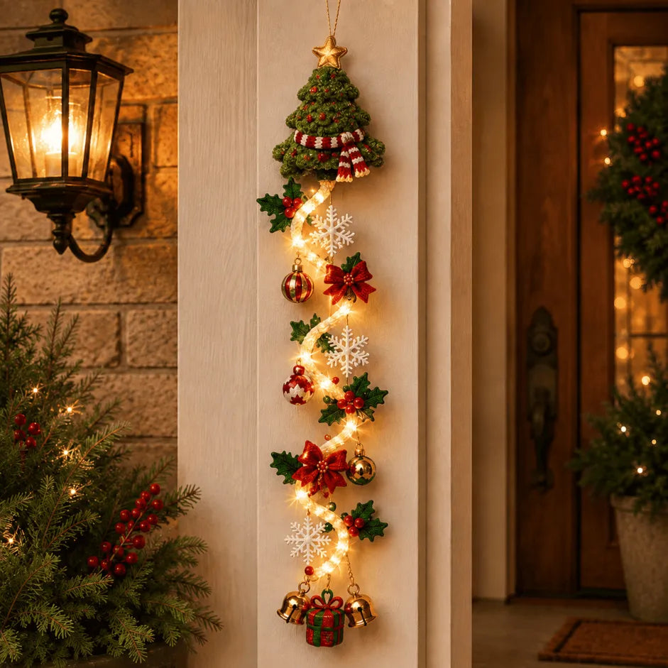 ⏳ Last Day 48% OFF  🎄Glowing Christmas Door Hanger | 6 Festive Lighted Designs with Warm Glow, Dimensional Details & Space-Saving Vertical Décor ✨