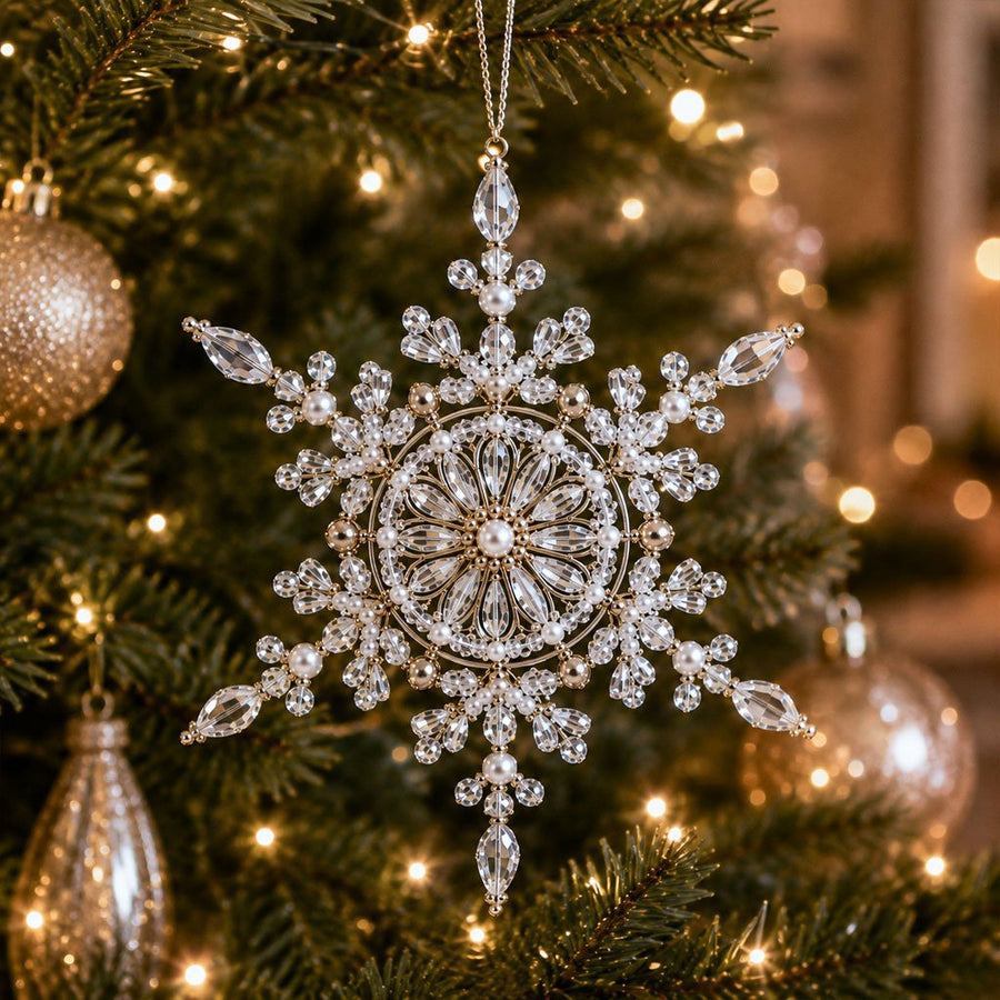 Finished Beaded Snowflake Christmas Ornament
