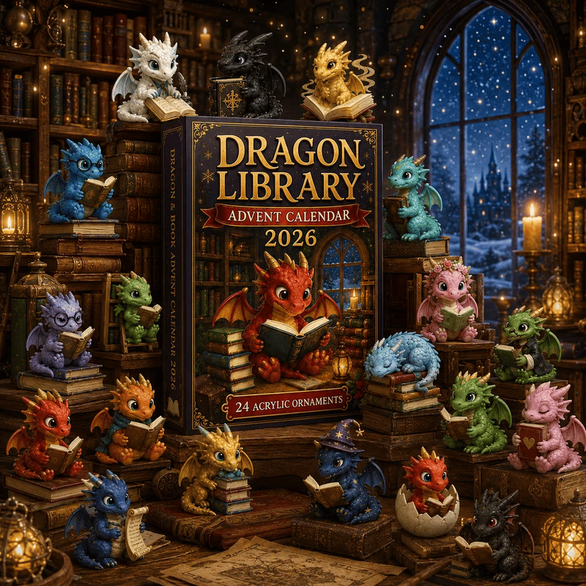 🔥🎁2026 Dragon Library Advent Calendar – Unlock 24 Cosy Chapters of Baby Dragon Magic, Acrylic Ornaments Blind Box