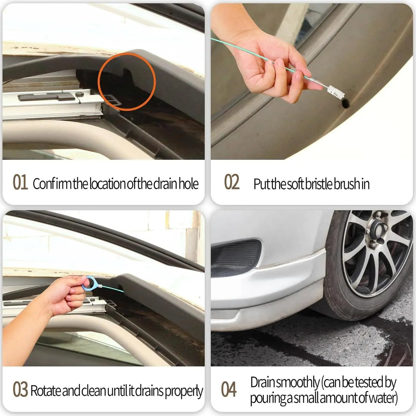 Sunroof drain cleaning process