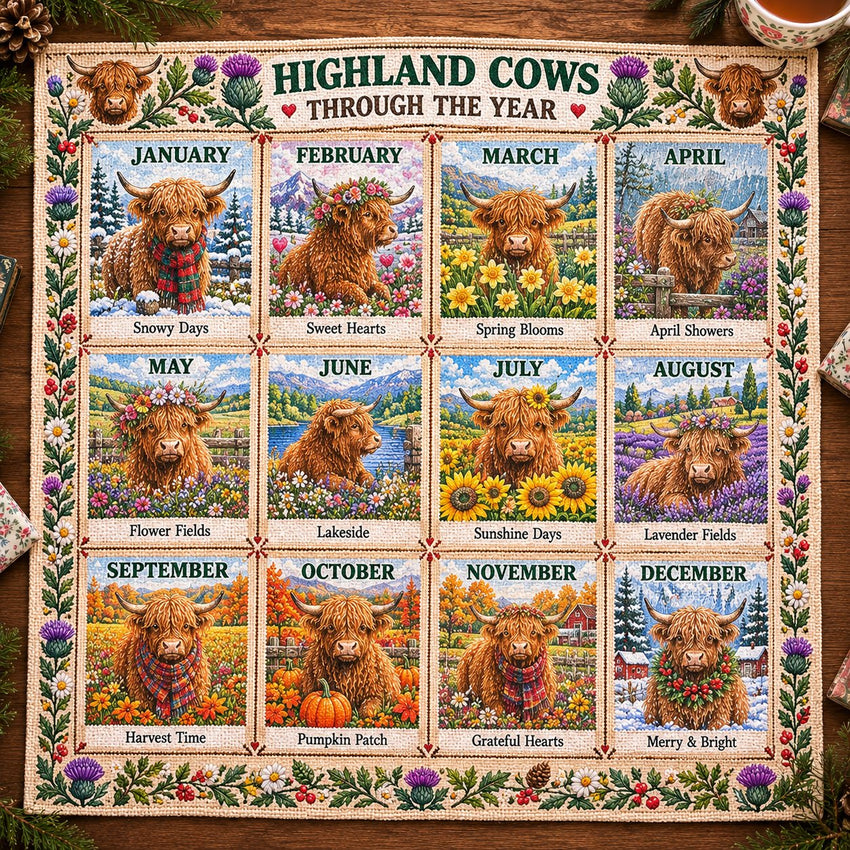 🐮 Highland Cows Through the Year
