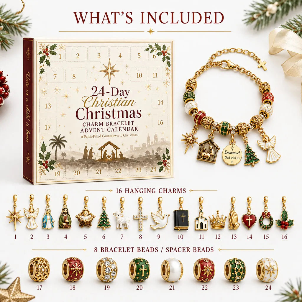 ⏳ Last Day 54% OFF – ✝️ 24-Day Christian Christmas Charm Bracelet Advent Calendar | 16 Faith-Inspired Charms & 8 Decorative Beads to Build a Meaningful Keepsake Bracelet 🎄