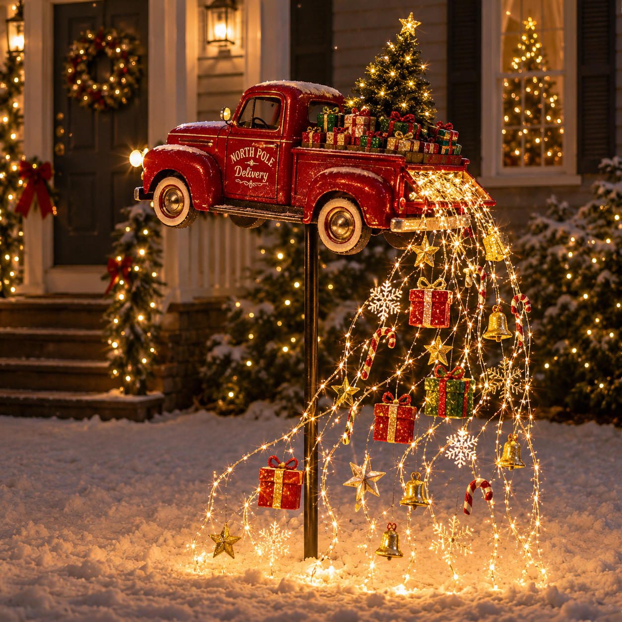 🎄🚚 Pole Christmas Delivery Truck Cascade Light 🎁✨