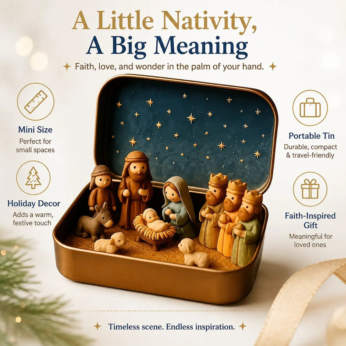 Mini Nativity figurines packed back into storage box