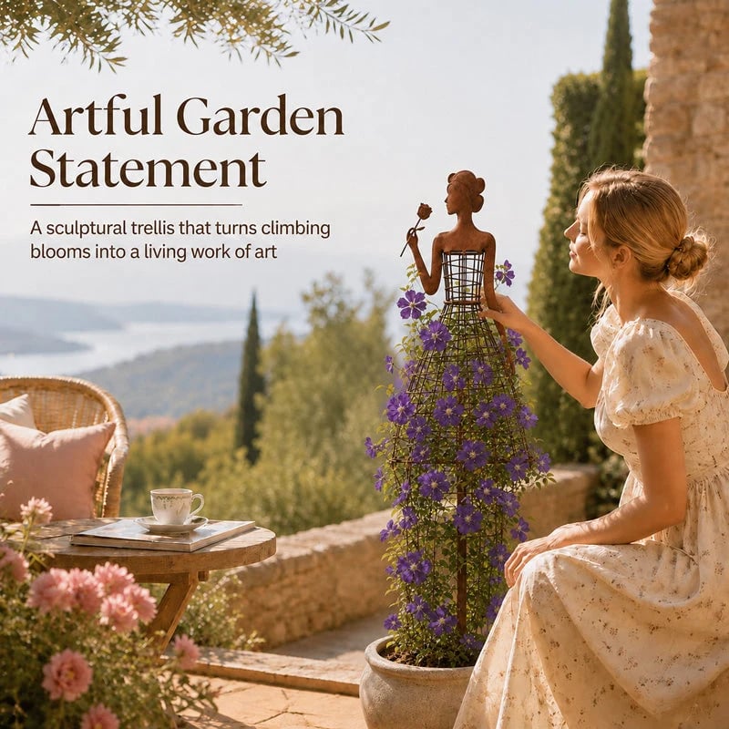 Female dress garden climbing trellis