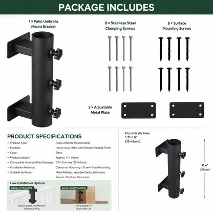 🌂 Adjustable Patio Umbrella Mount Clamp