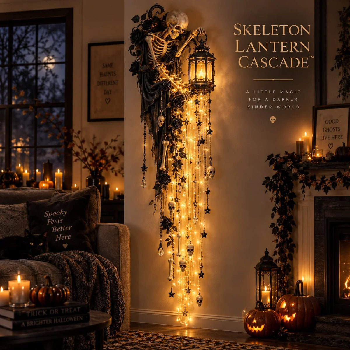 Elegant Halloween home decor scene
