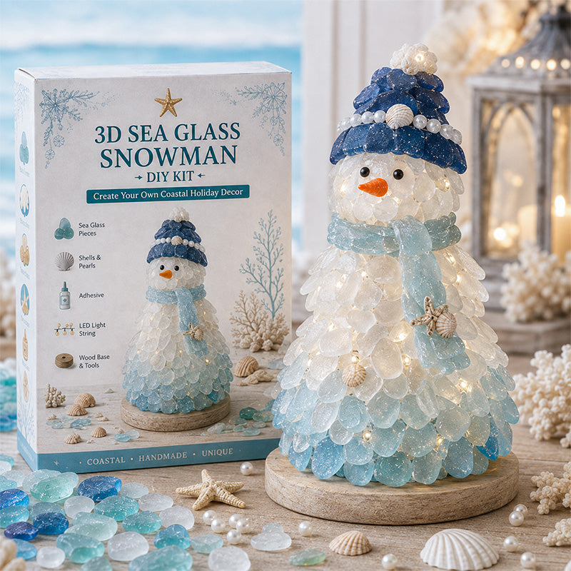 Snowman light-up sea glass Christmas decor