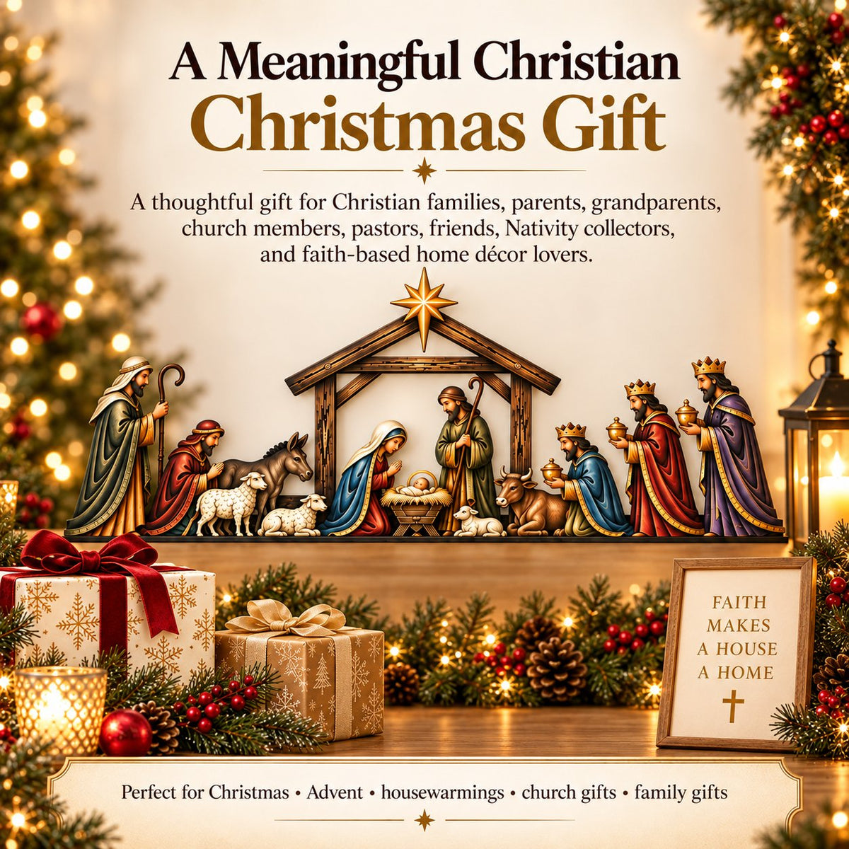 ✝ Nativity Scene Door Topper | Bring The Story Of Christmas Home
