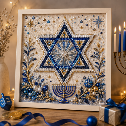 🎁Eight Nights of Light 🕎✨ – DIY Hanukkah Pearl Art Kit