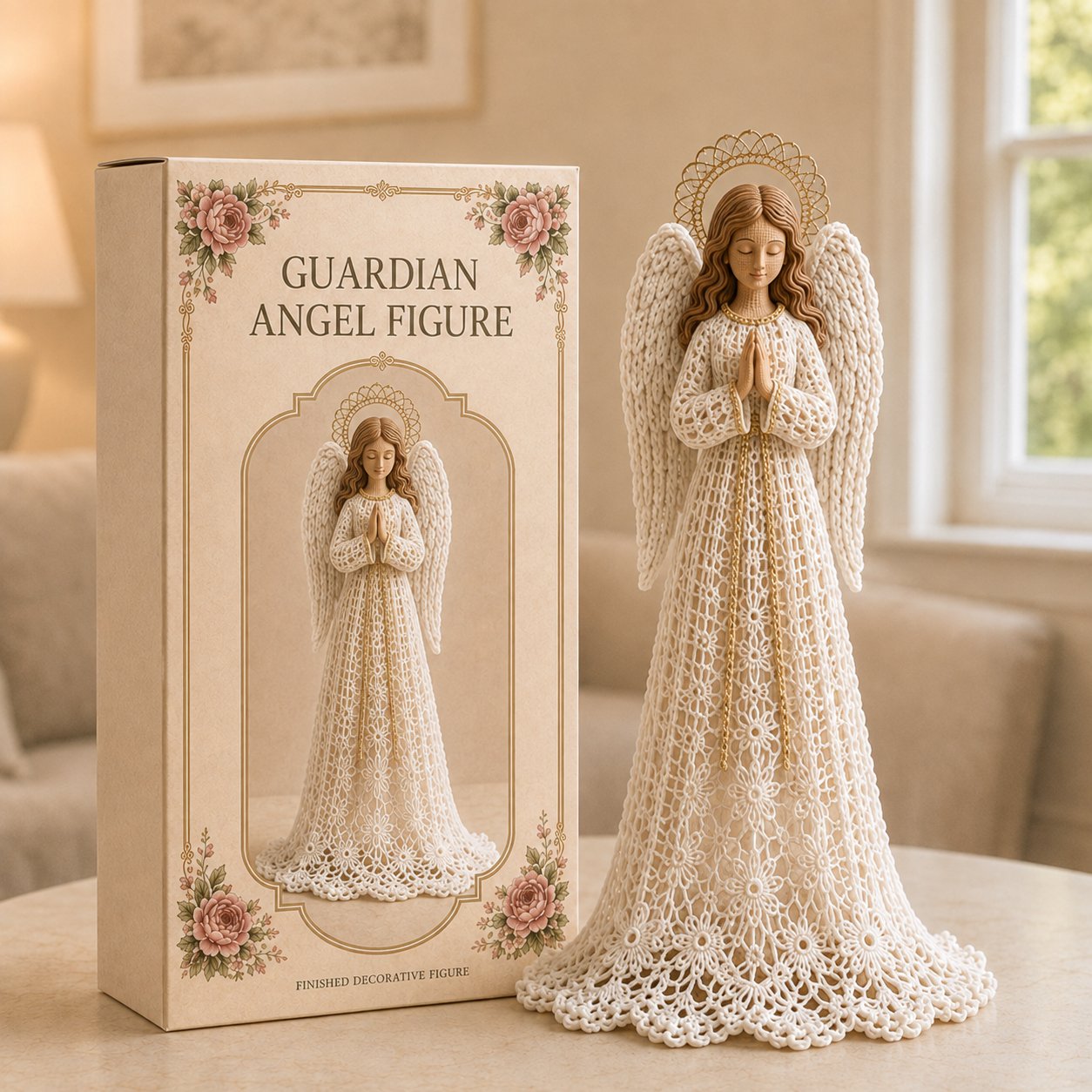 ⏳ Last Day 49% OFF – ✝️ Blessed Mother, Jesus & Guardian Angel | Lace-Inspired Faith Figure Collection 🤍✨