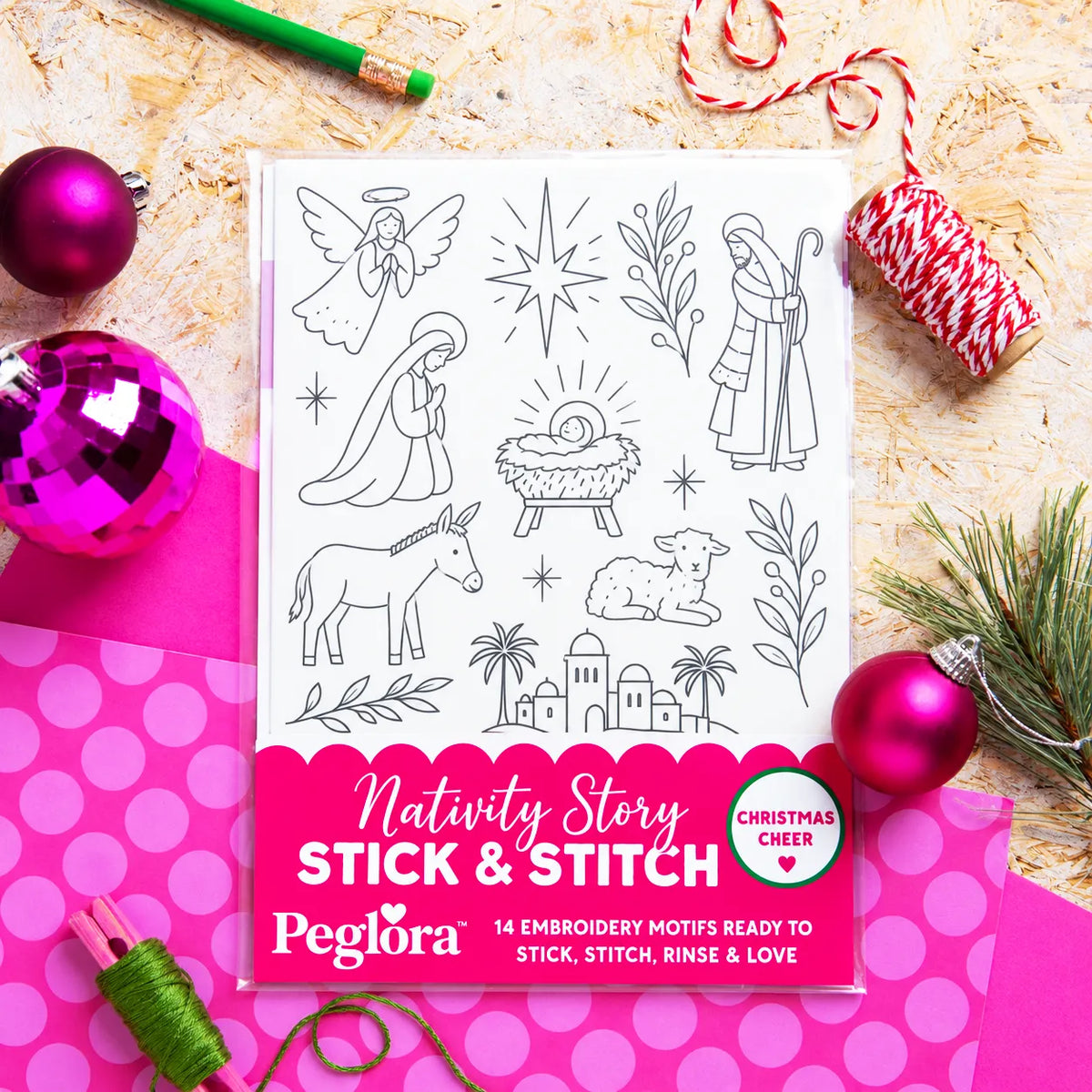 🎄Christmas Stick & Stitch Embroidery Pattern Pack – 5 Sheets / 70 Wash-Away Embroidery Motifs🧵