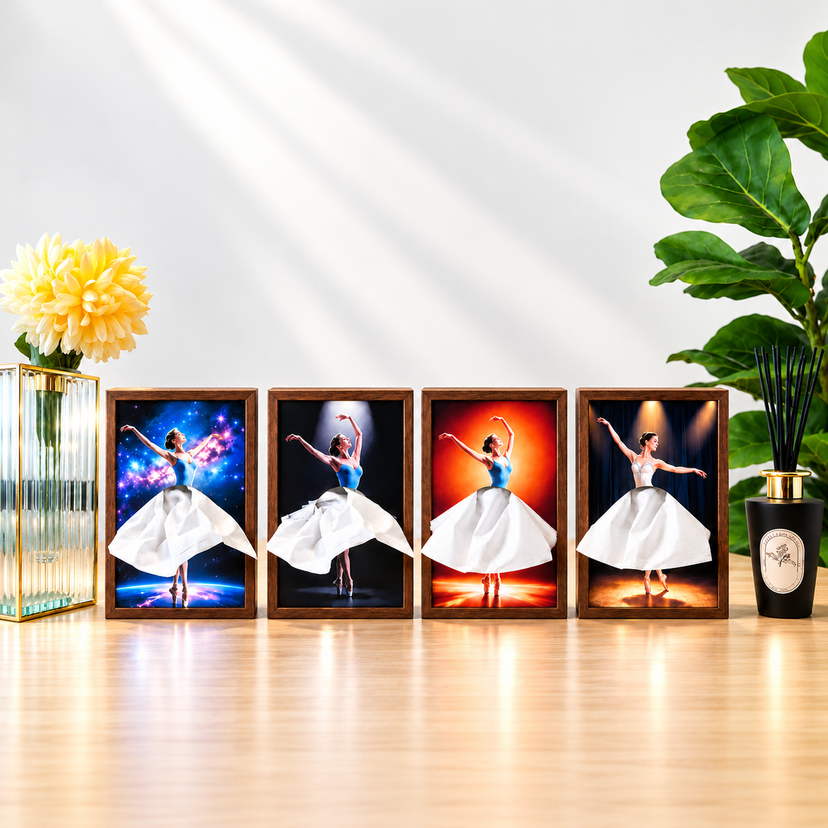🩰 Dancing Ballerina Tissue Box | Elegant Wooden Art Frame & Unique Home Decor
