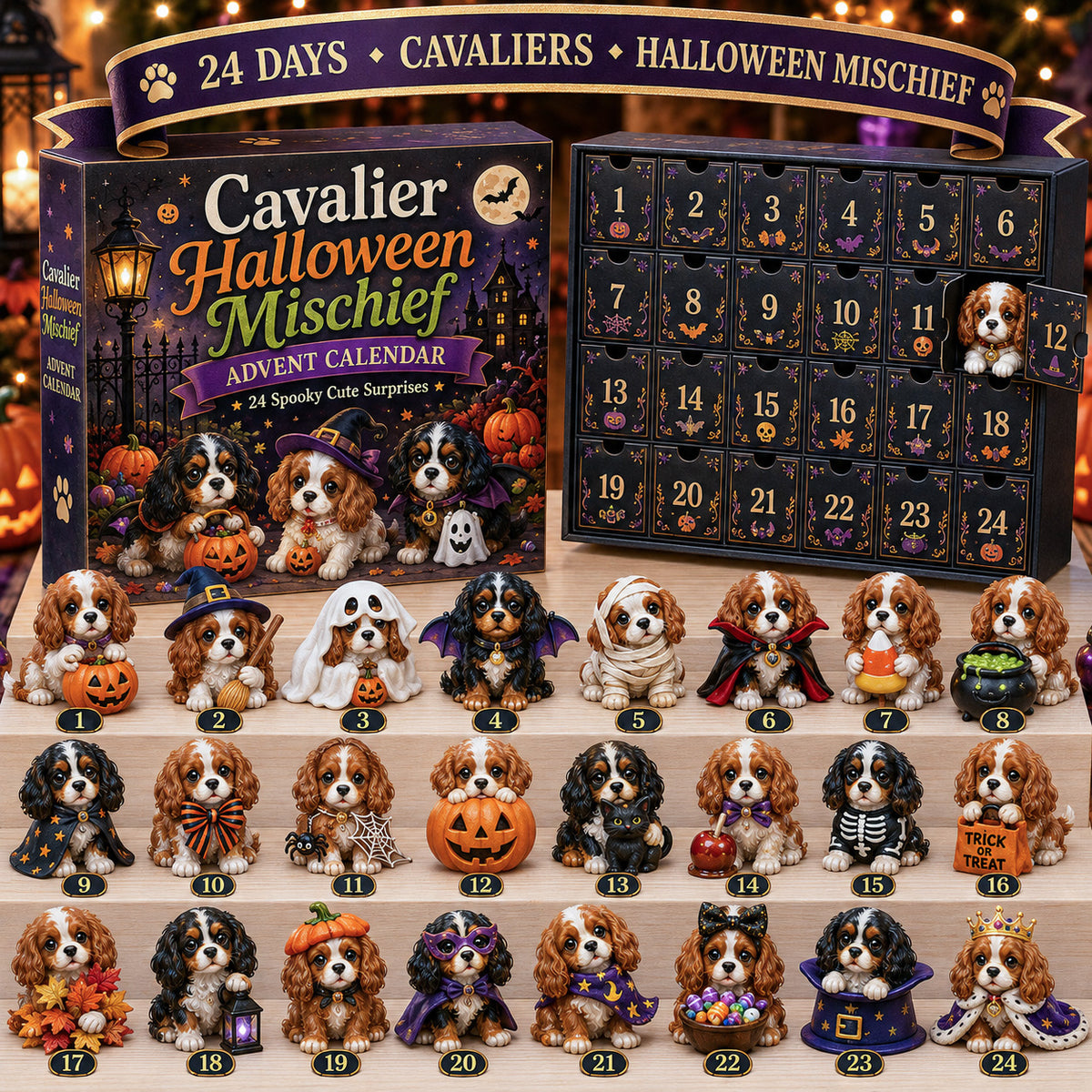 ⏰Limited Stock 50% OFF -🐶 24 Days of Cavalier Christmas Advent Calendar 2026 – 24 Collectible Cavalier Surprises（Acrylic）