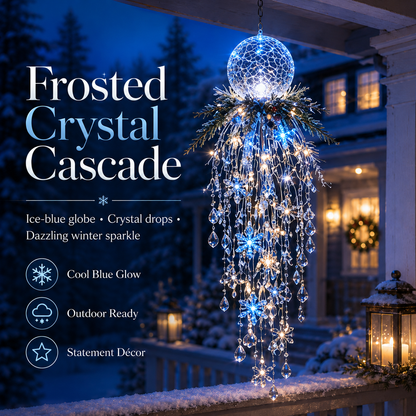 Crystal Cascade Christmas Light – Hanging Snowflake & Crystal LED Porch Décor ✨❄️