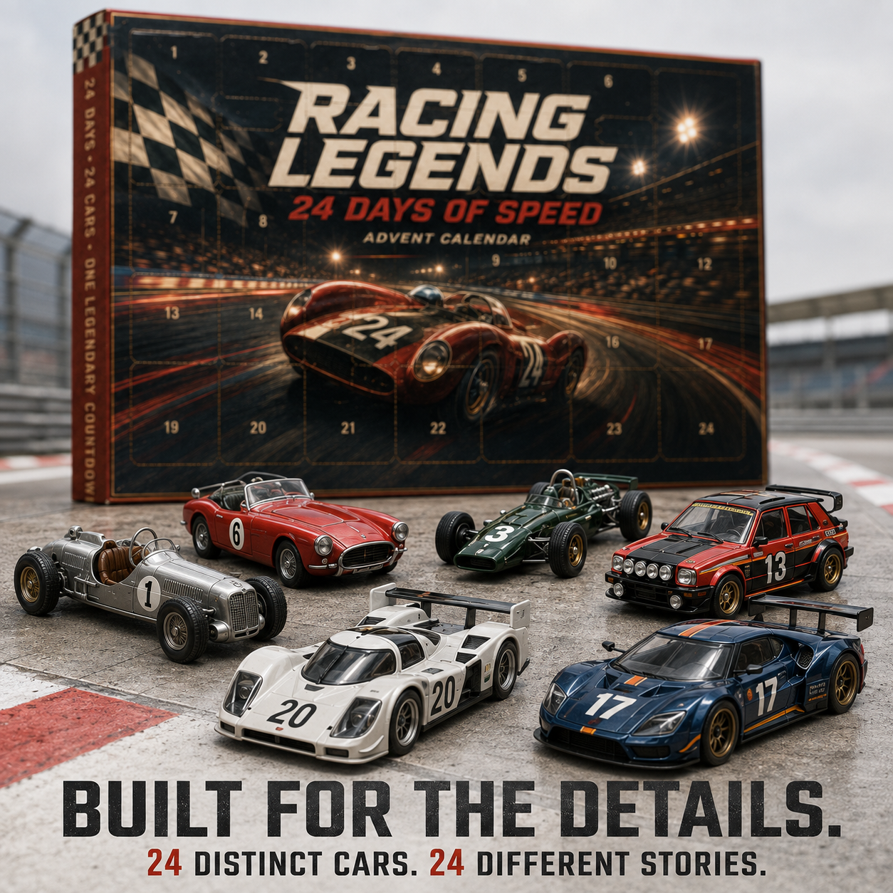 Detailed miniature racing car collection